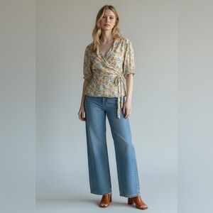 OLD NAVY Ruffle Floral Wrap Top